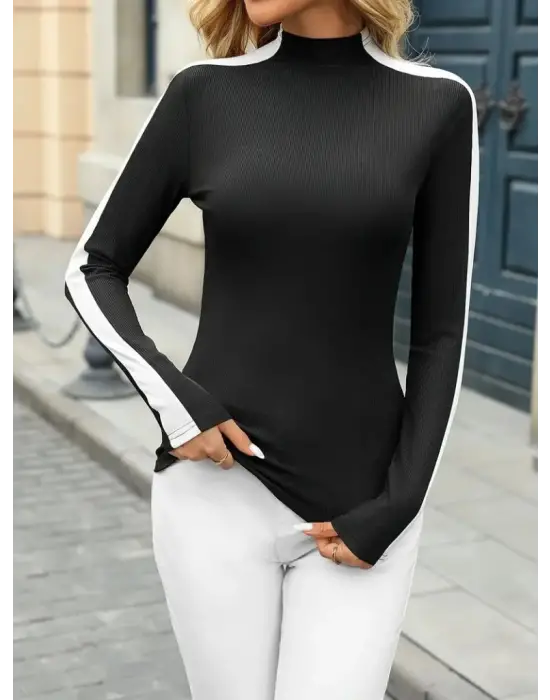 Kadın Uzun Kollu Balıkçı Yaka Kaşkorse Bluz