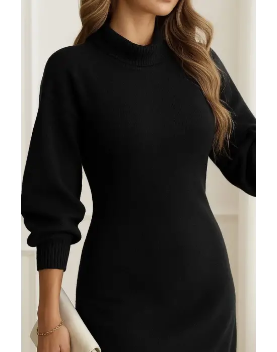 Kadın Uzun Kollu Balıkçı Yaka şardonlu Kaşkorse Elbise