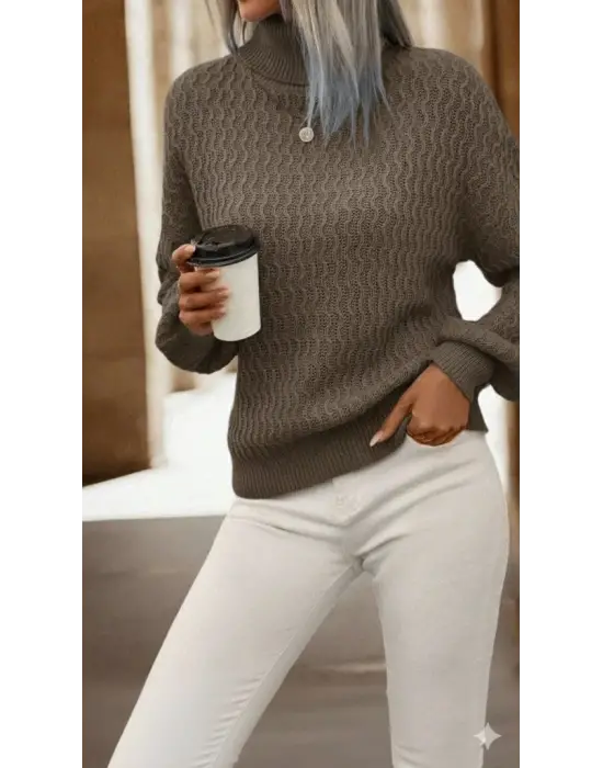 Kadın Uzun Kollu Balıkçı Yaka Triko Bluz