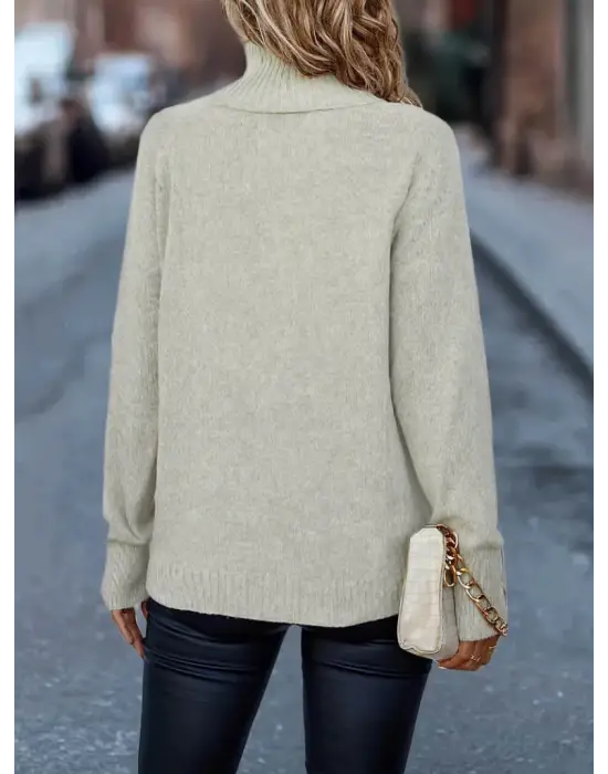 Kadın Uzun Kollu Balıkçı Yaka Triko Bluz