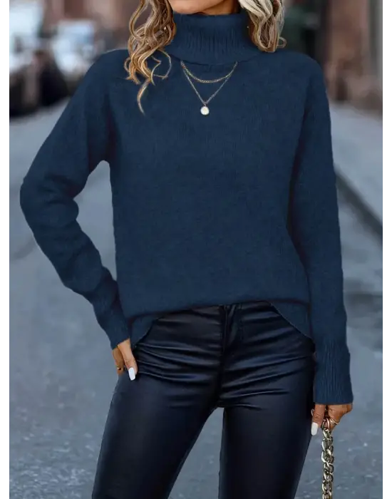 Kadın Uzun Kollu Balıkçı Yaka Triko Bluz