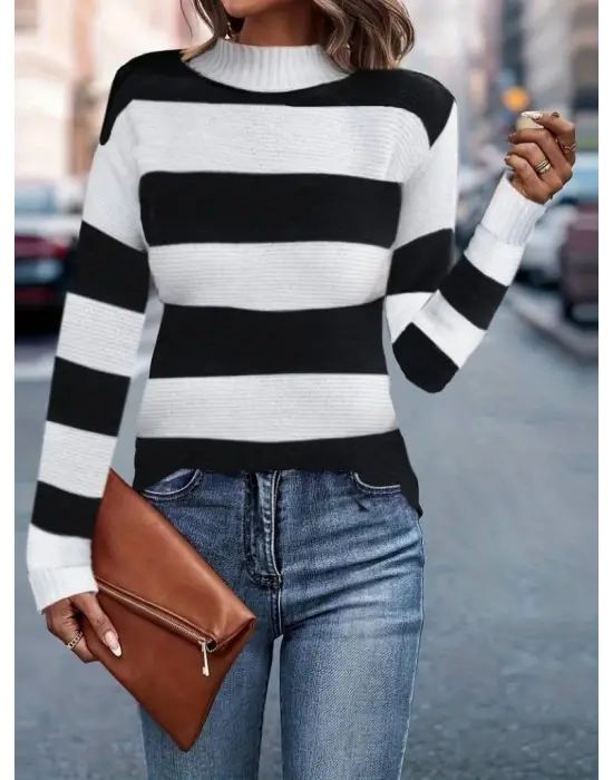 Kadın Uzun Kollu Balıkçı Yaka Triko Bluz