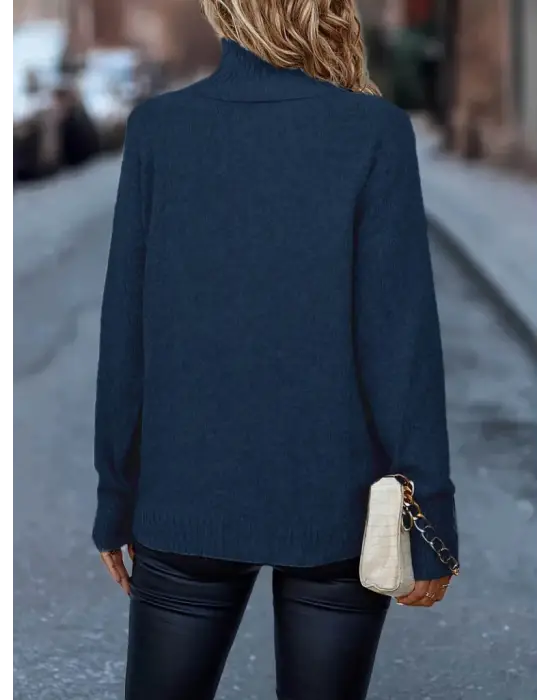 Kadın Uzun Kollu Balıkçı Yaka Triko Bluz