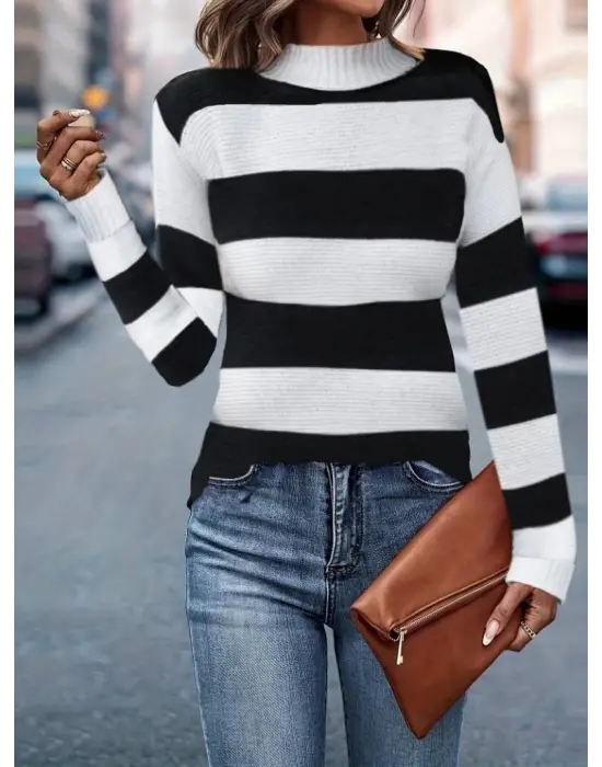 Kadın Uzun Kollu Balıkçı Yaka Triko Bluz