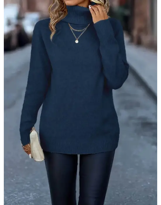 Kadın Uzun Kollu Balıkçı Yaka Triko Bluz