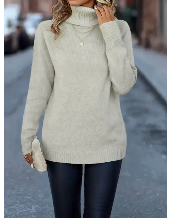 Kadın Uzun Kollu Balıkçı Yaka Triko Bluz