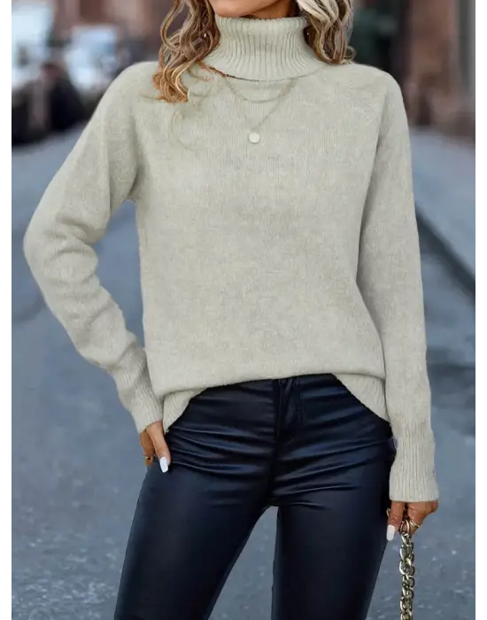 Kadın Uzun Kollu Balıkçı Yaka Triko Bluz