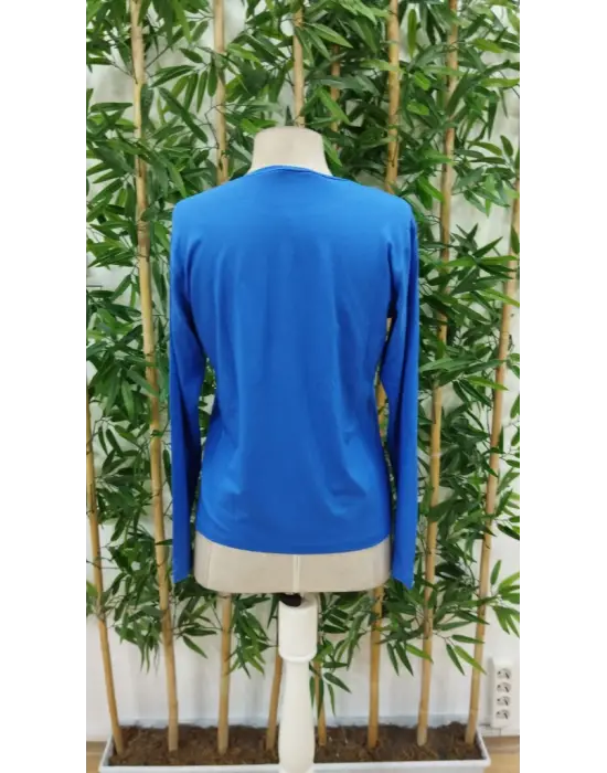 Omarı Şık Ayçiçeği Desenli Uzun Kollu Bluz