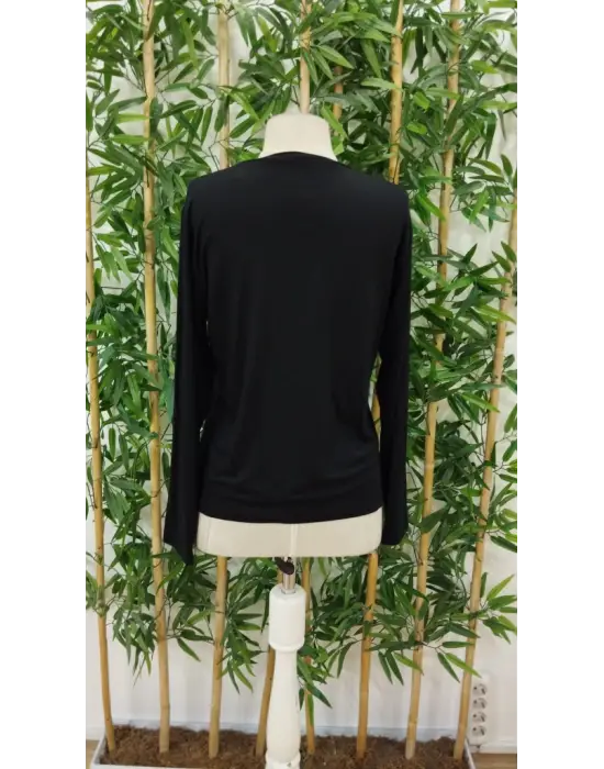 Kadın Uzun Kollu Bisiklet Yaka Baskılı Iki Iplik Bluz