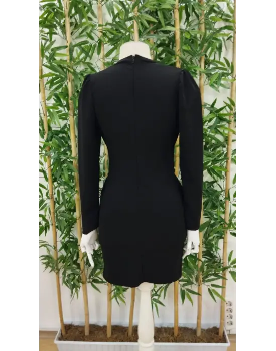 Kadın Uzun Kollu Bisiklet Yaka Bel Kemer Detay Ithal Krep Elbise