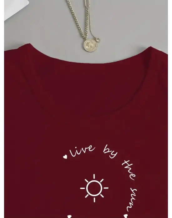 Kadın Uzun Kollu Bisiklet Yaka Desenli Viskon Bluz