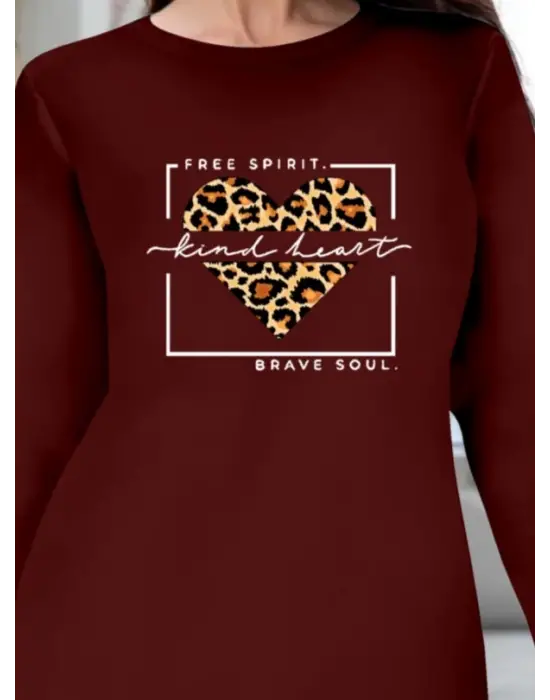 Kadın Uzun Kollu Bisiklet Yaka Desenli Viskon Iki Iplik Bluz