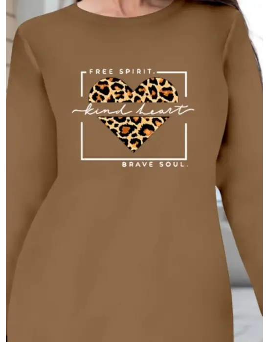 Kadın Uzun Kollu Bisiklet Yaka Desenli Viskon Iki Iplik Bluz