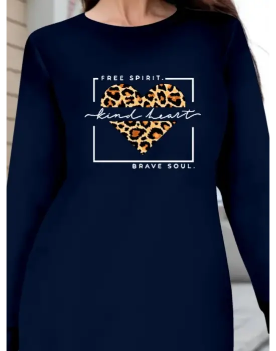 Kadın Uzun Kollu Bisiklet Yaka Desenli Viskon Iki Iplik Bluz