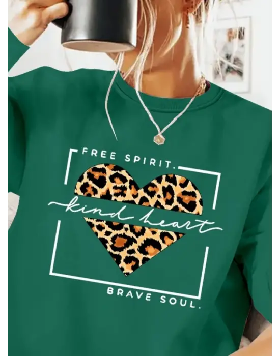 Kadın Uzun Kollu Bisiklet Yaka Desenli Viskon Iki Iplik Bluz