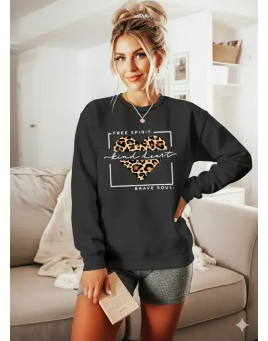 Kadın Uzun Kollu Bisiklet Yaka Desenli Viskon Iki Iplik Bluz