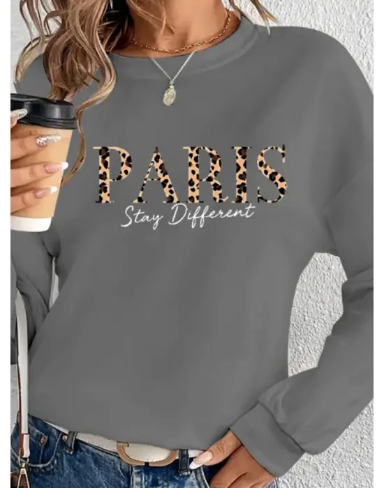 Omarı Desenli Viskon Uzun Kollu Bisiklet Yaka Bluz