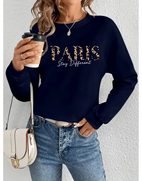 Kadın Desenli Viskon Uzun Kollu Bluz