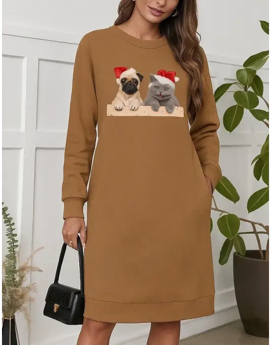 Kadın Uzun Kollu Bisiklet Yaka Desenli Viskon Iki Iplik Bluz