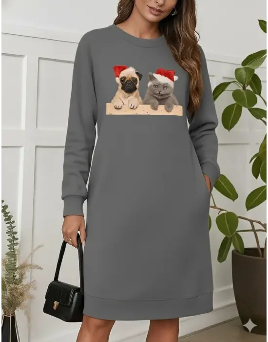 Kadın Uzun Kollu Bisiklet Yaka Desenli Viskon Iki Iplik Bluz