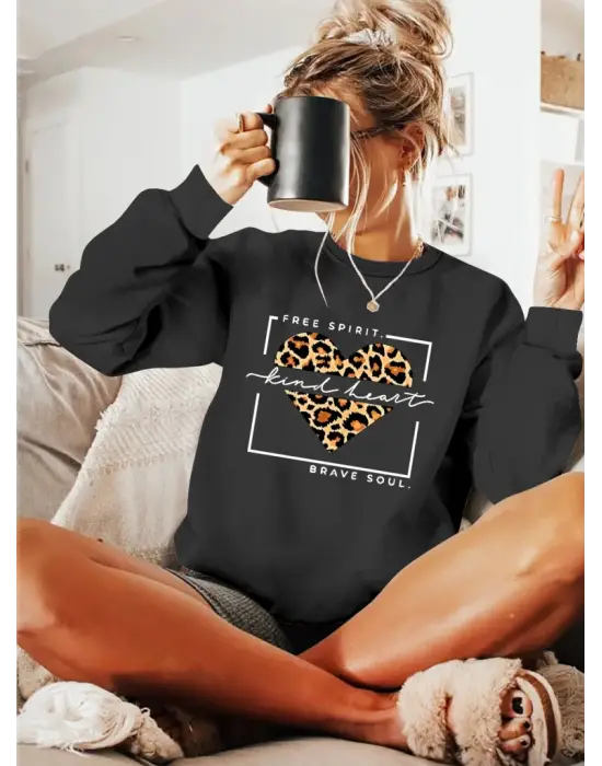 Kadın Uzun Kollu Bisiklet Yaka Desenli Viskon Iki Iplik Bluz