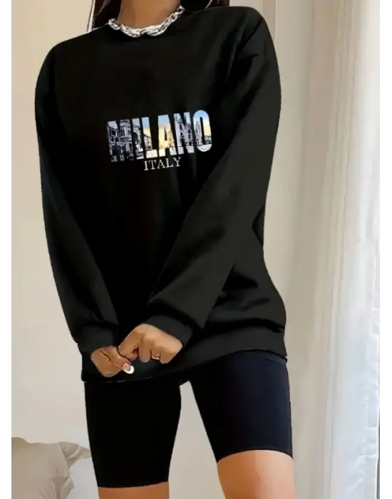 Kadın Uzun Kollu Bisiklet Yaka Desenli Viskon Iki Iplik Bluz