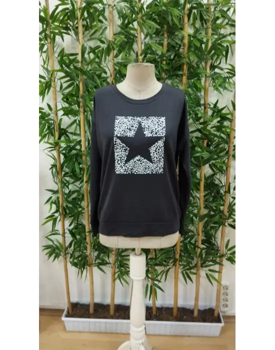 Kadın Uzun Kollu Bisiklet Yaka Desenli Viskon Iki Iplik Bluz