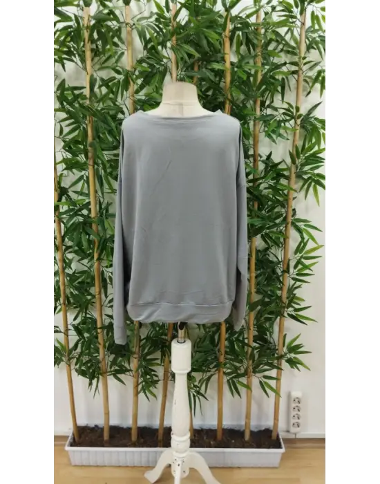 Kadın Uzun Kollu Bisiklet Yaka Desenli Viskon Iki Iplik Bluz