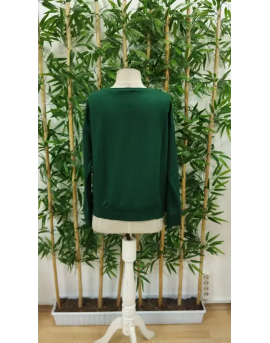 Omarı Desenli Viskon Uzun Kollu Kadın Bluzu