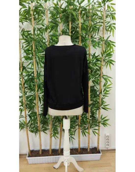 Omarı Desenli Viskon İki Iplik Uzun Kollu Kadın Bluz