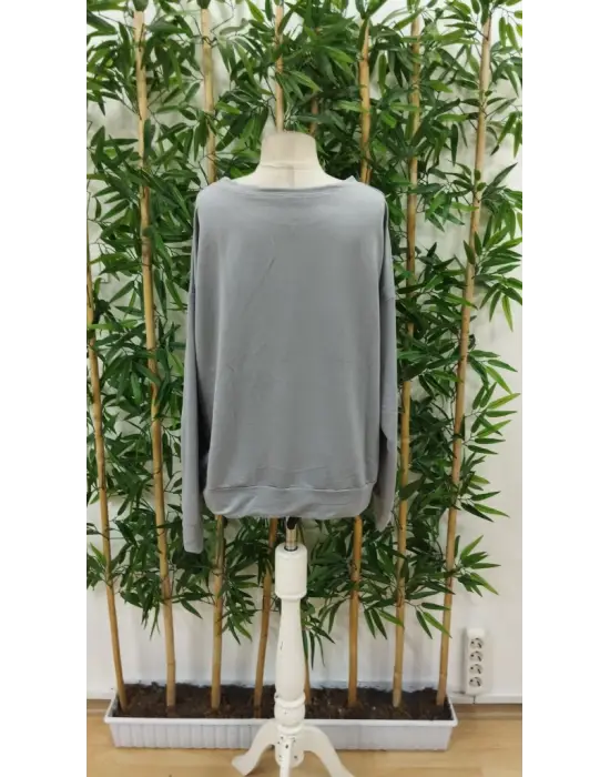 Omarı Desenli Viskon Uzun Kollu Kadın Bluzu