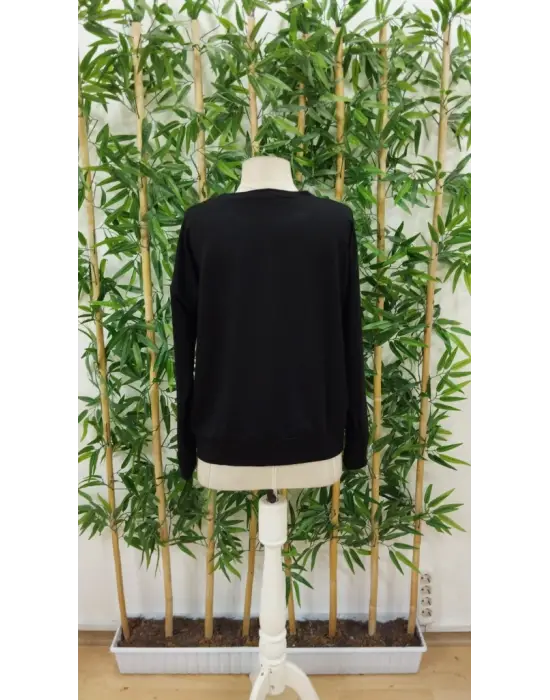 Kadın Uzun Kollu Bisiklet Yaka Desenli Viskon Iki Iplik Bluz