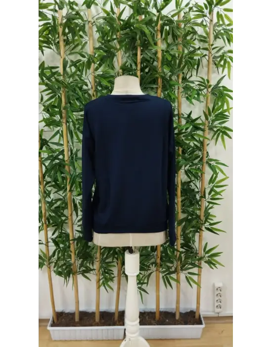 Omarı Elegan Desenli Kadın Viskon Bluz