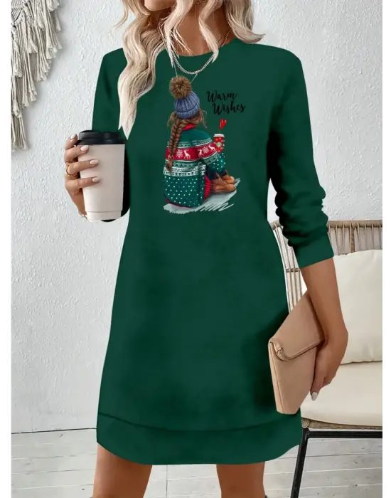 Omarı Rahat ve Şık Desenli Kadın Elbisesi