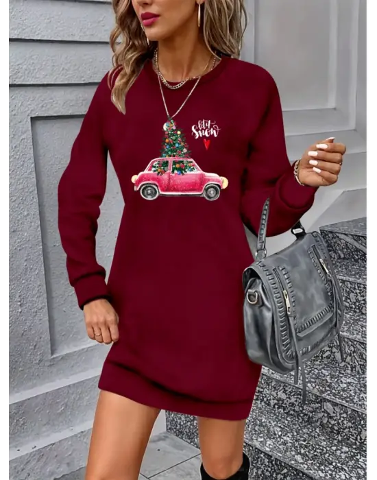 Omarı Rahat ve Şık Desenli Kadın Elbisesi