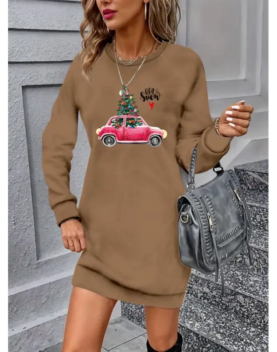 Omarı Desenli Viskon Elbise - Moda Kadın Kıyafetleri