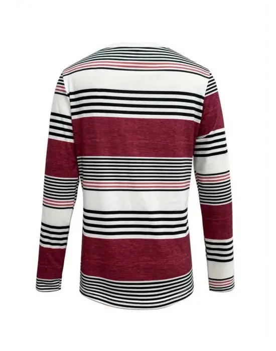 Kadın Uzun Kollu Bisiklet Yaka Düğme Detaylı Desenli Süprem Bluz