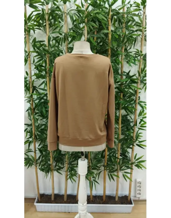 Omarı Şık Geyik Desenli Uzun Kollu Bluz