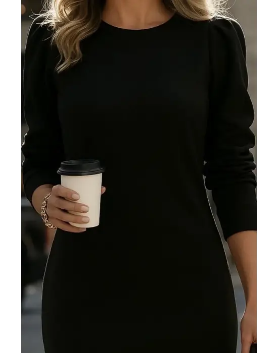 Kadın Uzun Kollu Bisiklet Yaka Iki Iplik Elbise