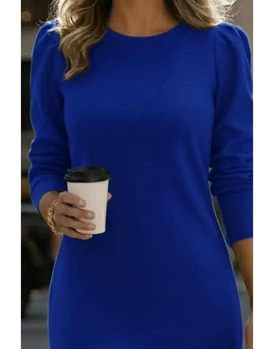 Kadın Uzun Kollu Bisiklet Yaka Iki Iplik Elbise