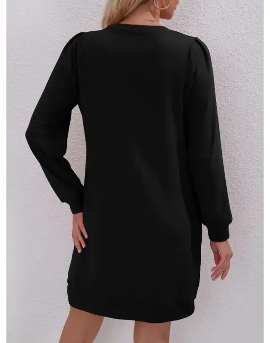 Omarı Şık Kadın Uzun Kollu Elbise