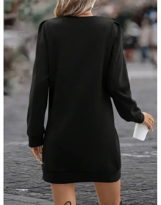 Omarı Şık Kadın Uzun Kollu Elbise