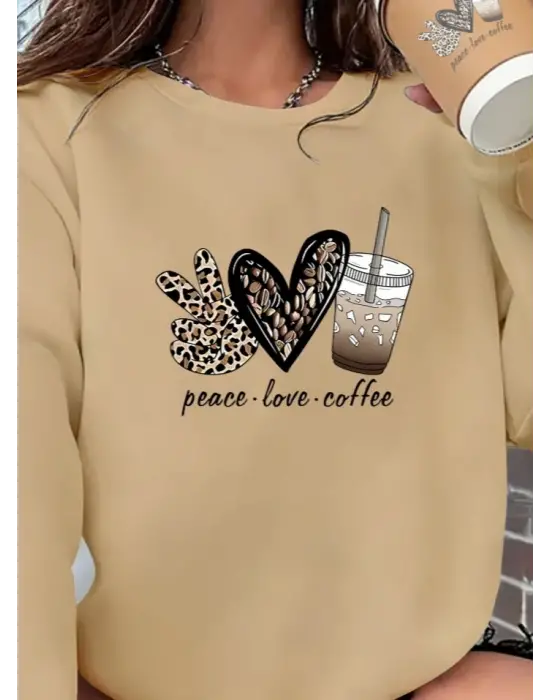 Kadın Uzun Kollu Bisiklet Yaka Kalp Desenli Viskon Iki Iplik Bluz