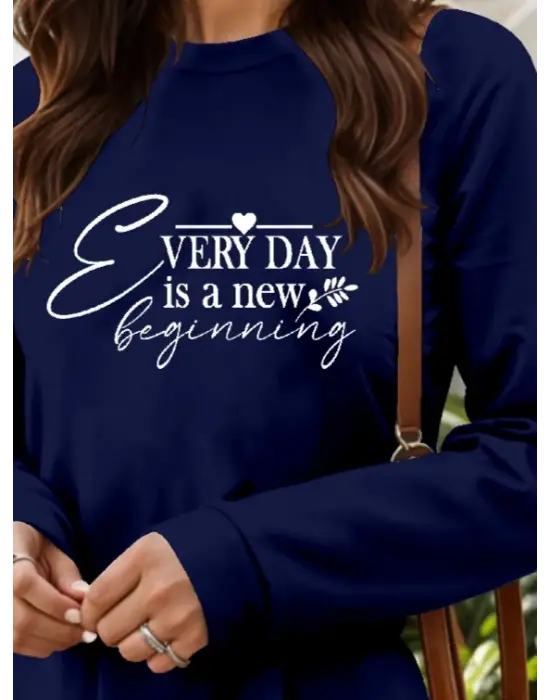 Kadın Uzun Kollu Bisiklet Yaka Kısa Viskon Iki Iplik Elbise