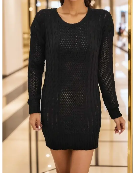 Kadın Uzun Kollu Triko Elbise
