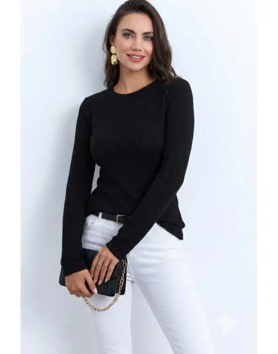 Kadın Uzun Kollu Bisiklet Yaka Triko Kazak