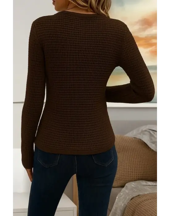 Kadın Uzun Kollu Bisiklet Yaka Triko Kazak