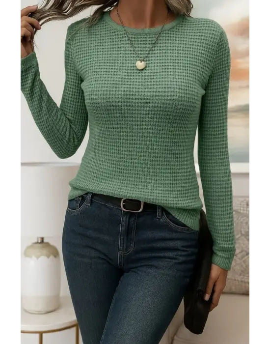 Kadın Uzun Kollu Bisiklet Yaka Triko Kazak