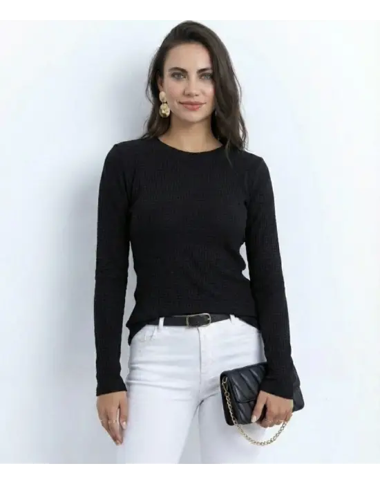 Kadın Uzun Kollu Bisiklet Yaka Triko Kazak