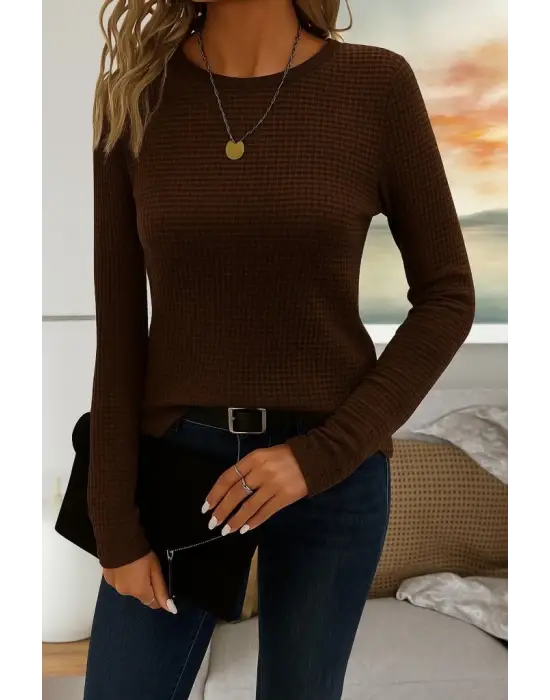 Kadın Uzun Kollu Bisiklet Yaka Triko Kazak